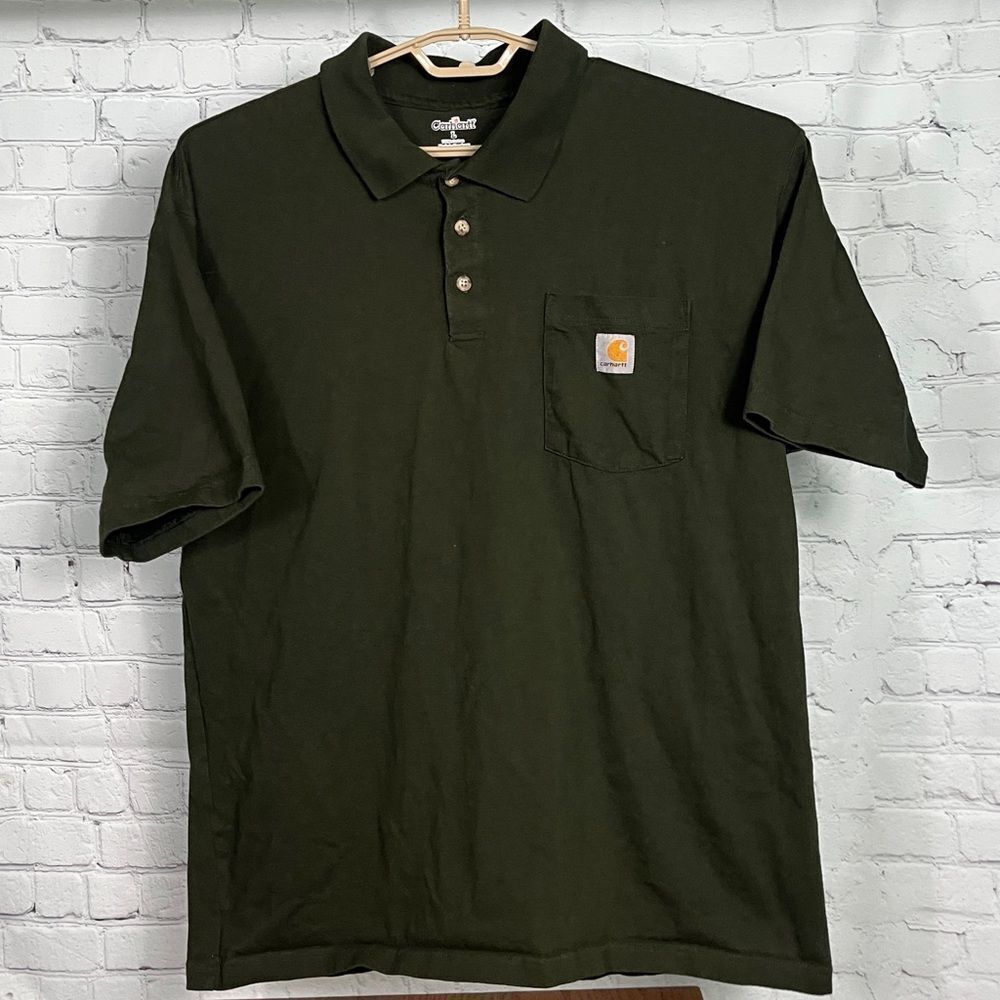 Carhartt Men's Polo Shirt Size Large in popular Pine Green Color